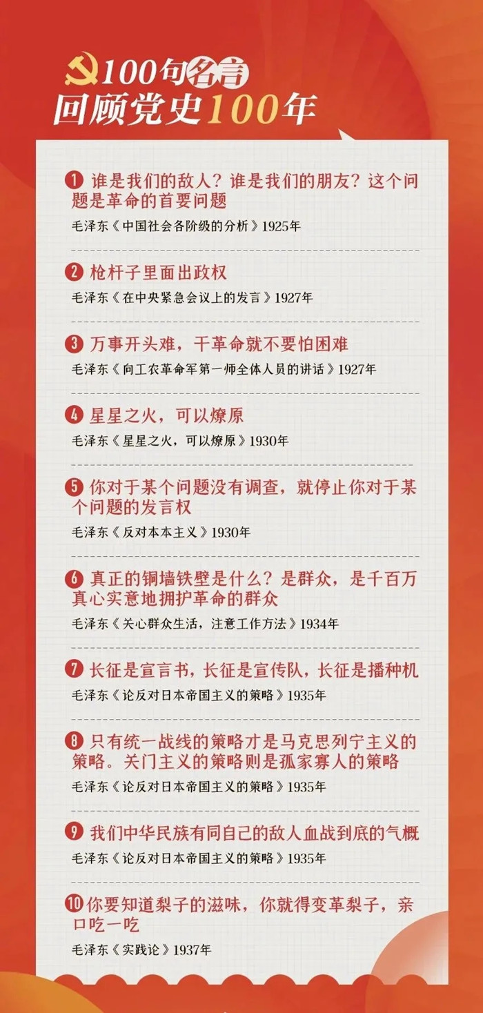 公考用得上！100句名言回顧黨史百年，一起學習